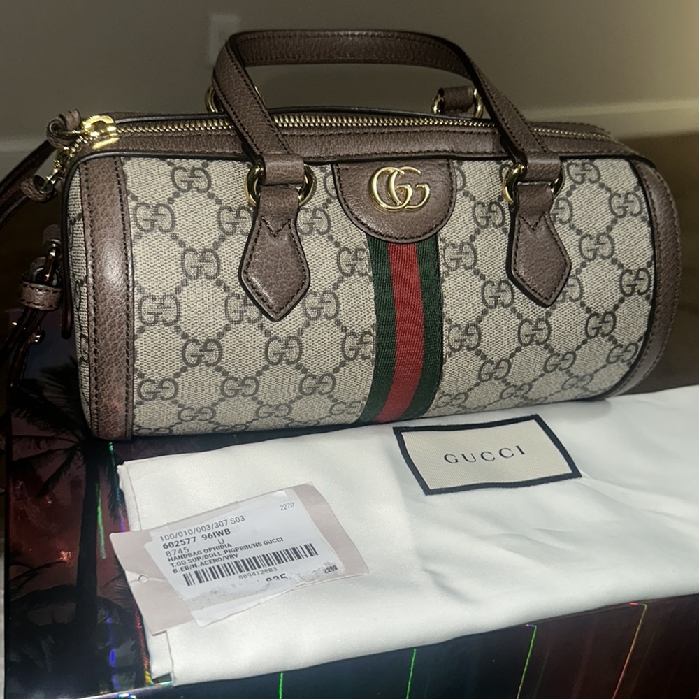Gucci GG Supreme Ophidia Web Boston Bag- BNIB